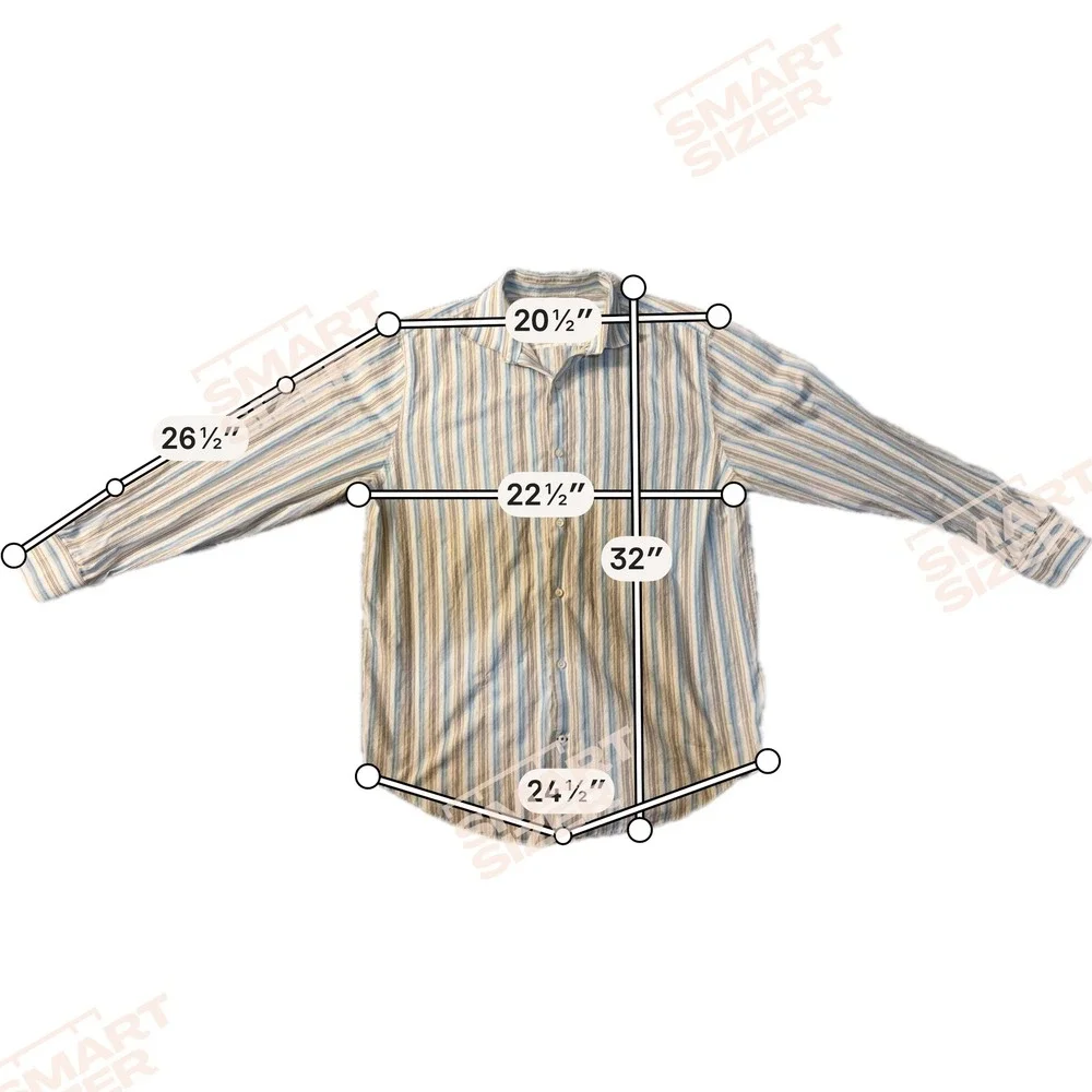 Banana Republic Mens XL Blue Tan Striped Long Sleeve Button Down Shirt Vintage